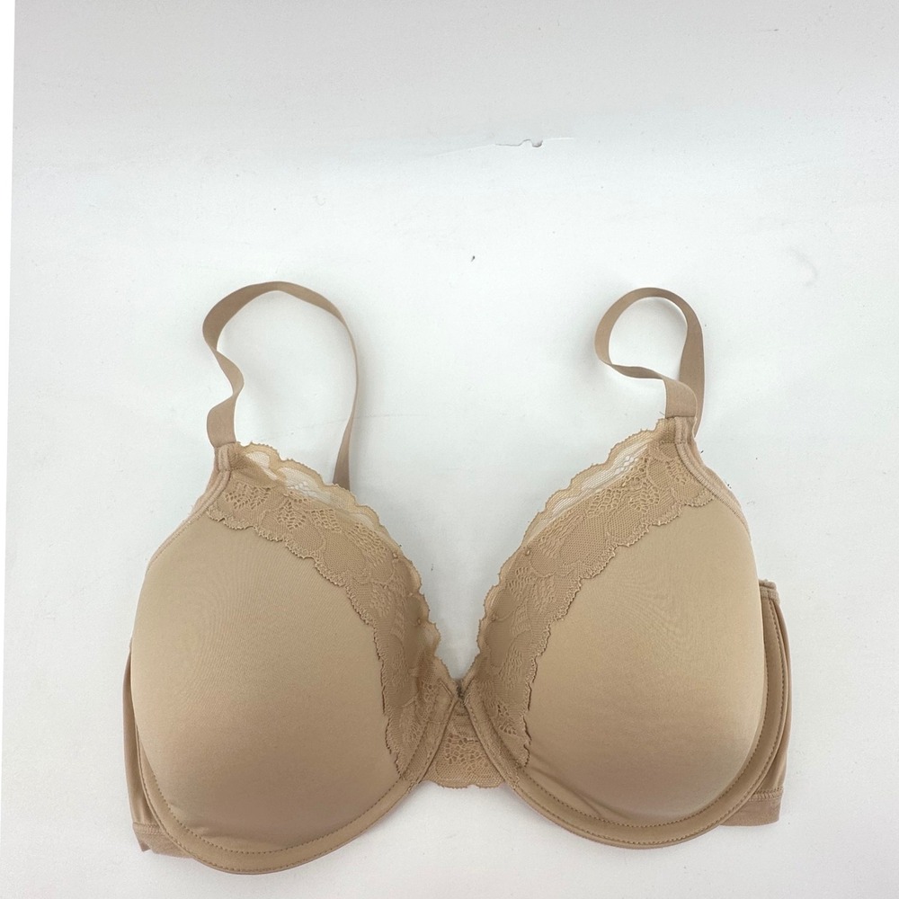 Natori‎ Lace Trim T-Shirt Bra Women 34DD Tan Beige Classic Everyday Intimates